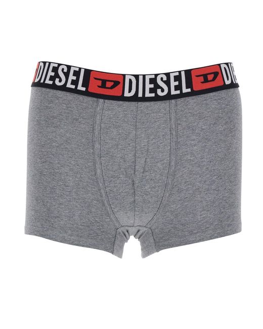 DIESEL Black Set Of Three Boxer Shorts With Elastic Waist With Logo Lettering for men