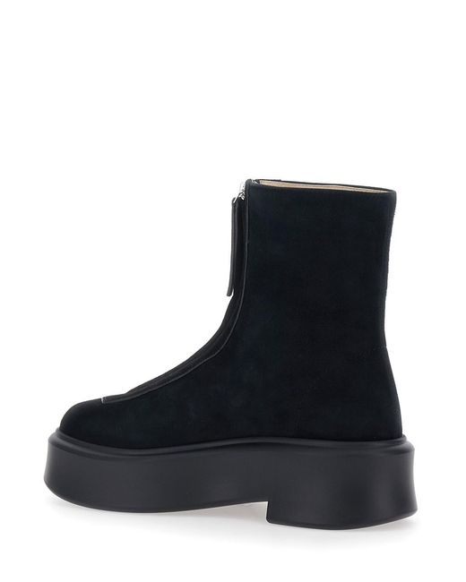 The Row Black Ankle Boots With Zip And Platform