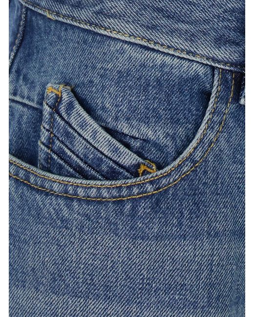 The Attico Blue Jeans With Logo Patch On The Back And Faded Design