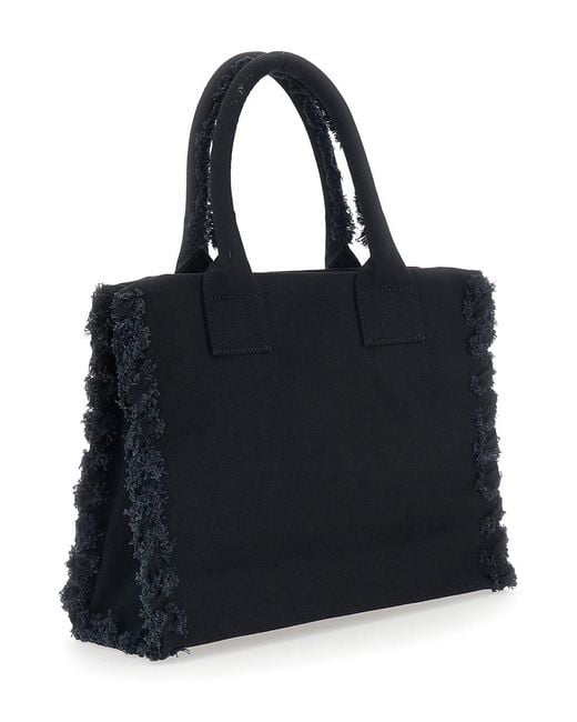 Pinko Black Tote Bag Beach Shopper Canvas