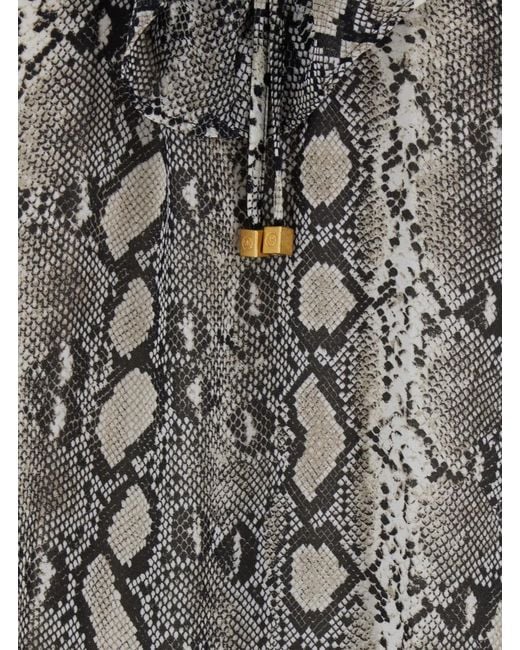 MICHAEL Michael Kors Gray Crewneck Mini Dress With Snakeskin Print