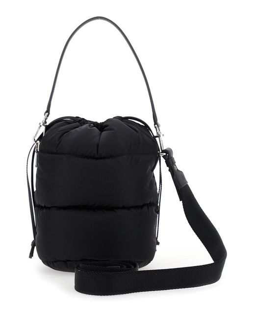 Moncler Black 'Karadoc' Handbag With Drawstring Closure And Logo Patch On The Front