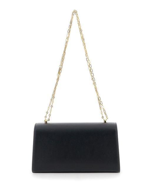 SAVETTE White Shoulder Bag 'Chain Symmetry' With Smooth Leather Chain