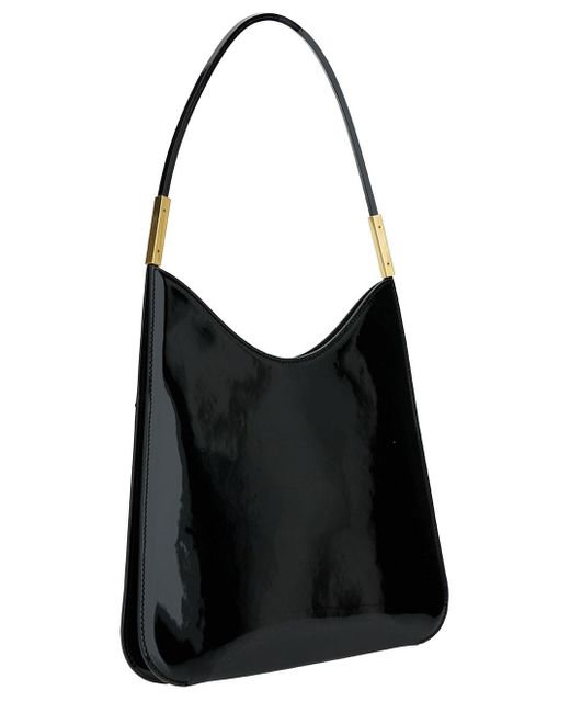 Saint Laurent Black 'sadie' Hobo Bag With Signature In Patent Leather