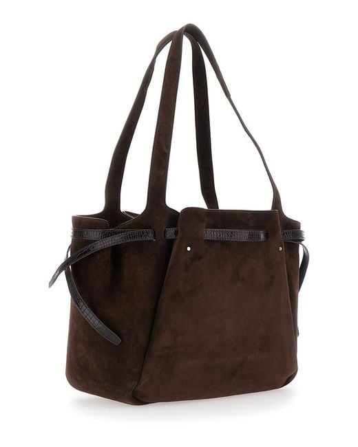 Tory Burch Black Shoulder Bag 'Romy' With Suede Details For
