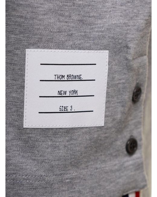 Short Sleeve Tee W/ Rwb Stripe Trim di Thom Browne in Gray da Uomo