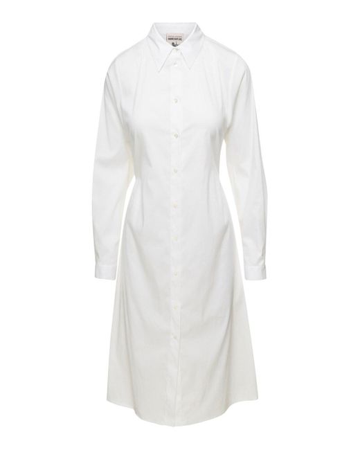 Semicouture White Poplin Shirt Dress