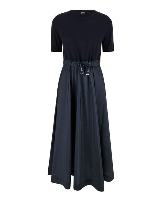 Herno Blue Pleated Long Dress