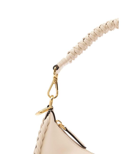 Fendi Natural 'Graphy Small' Light Hobo Bag With Tonal Lettering In