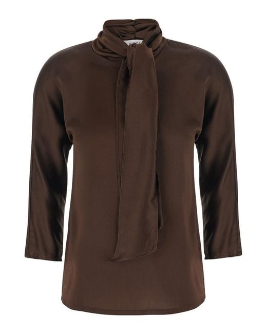Jucca Brown Top With Bow Detail On The Neck