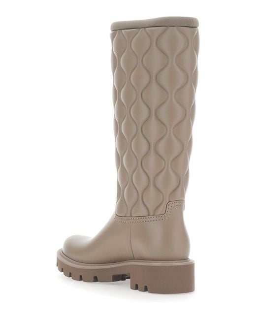 Moncler Brown Quilted Rain Boots