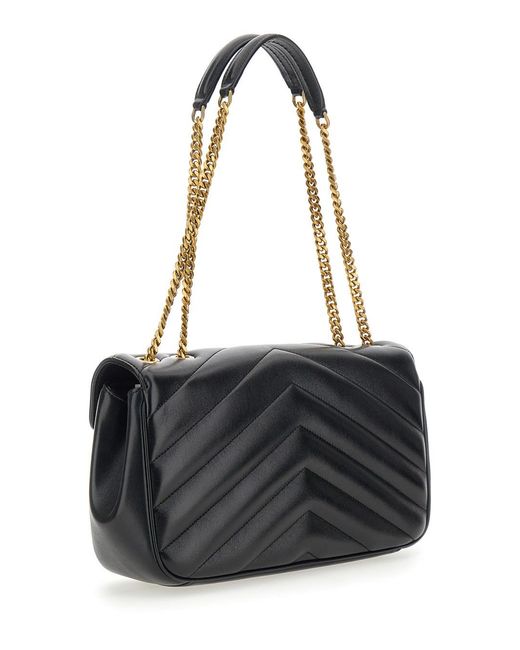 Saint Laurent Black 'Loulou' Medium Crossbody Bag With Cassandre Plaqu