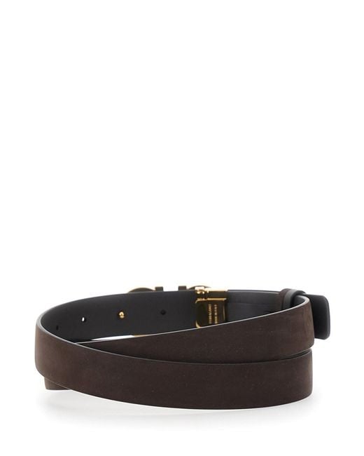 Ferragamo White Dark Belt With Gancini Buckle On The Front