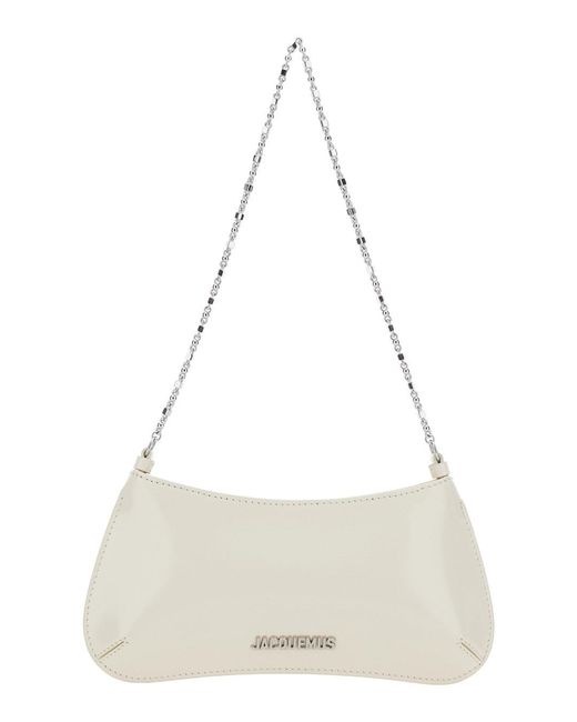 Jacquemus Natural 'Le Petit Bisou Chaine' Shoulder Bag With Chain Strap And Logo Lettering On The Front