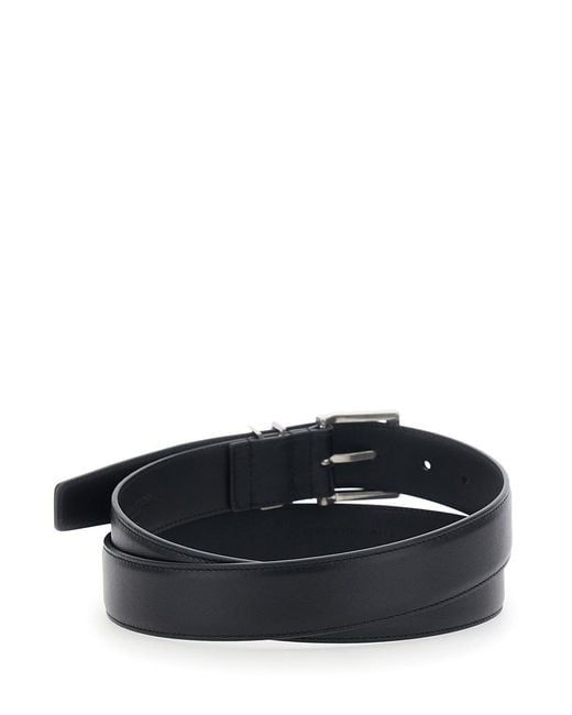 Saint Laurent White Belt With Cassandre Plaque On The Front And Buckle Closure for men
