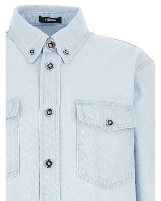 Versace Blue Light Shirt With Button for men