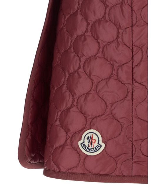 Moncler Red Bordeaux Miniskirt With Quilted Motif And Logo Patch On The Rear