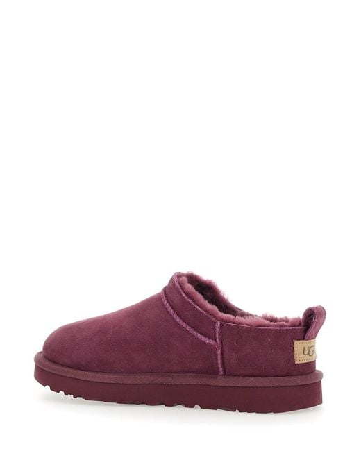 Ugg Purple “Classic Micro” Ankle Boots With Logo Embossed