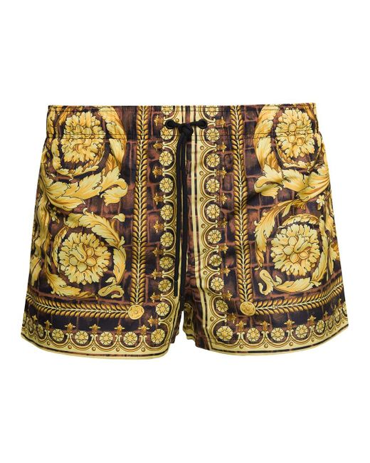 Shorts Baroccodile di Versace in Yellow da Uomo