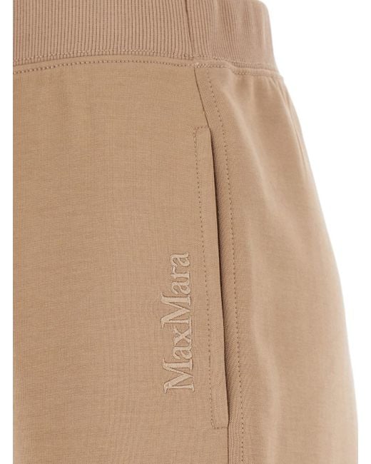 Max Mara Natural 'Violino' Pants With Elastic Waist And Logo Lettering