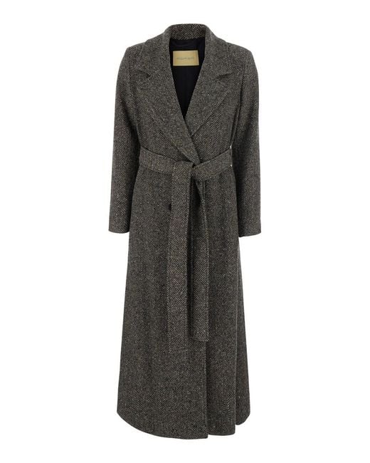 Momoní Gray Coat With Collar And Long Sleeves