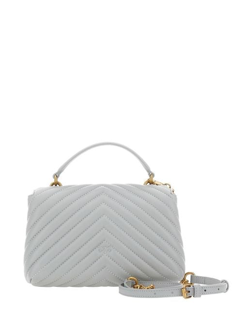Pinko Gray Shoulder Bag With Adjustable And Removable Strap And Love Birds