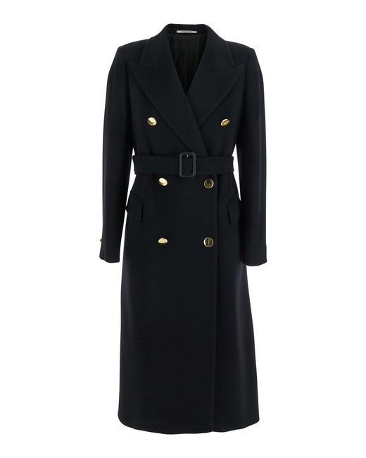 Tagliatore Black 'Jole' Double-Breasted Coat With Golden Buttons