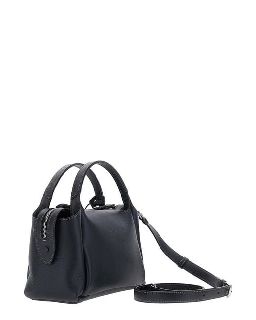 Tod's Black Shoulder Bag With T Plaque On The Front And Adjustable And Removable Strap