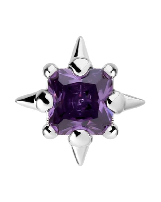 LAG World Purple 'Jem Square' Earings With Crystal On The Front And