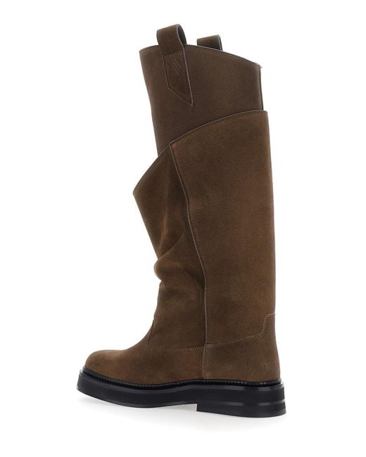 The Attico Brown 'Robin Passeggiata' Boots With Round Toe