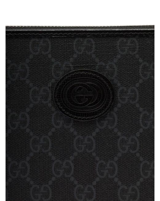 Pochette piatta con dettaglio incrocio gg in tessuto gg supreme di Gucci in Black da Uomo