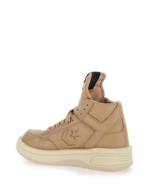 Rick Owens Natural Converse Turbowpn Full-grain Leather High-top Sneakers for men