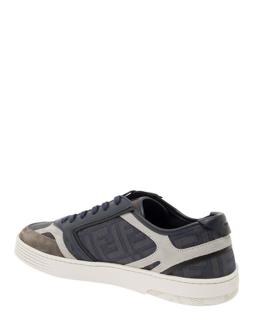 Fendi Gray Logo-embroidered Panelled Sneakers for men