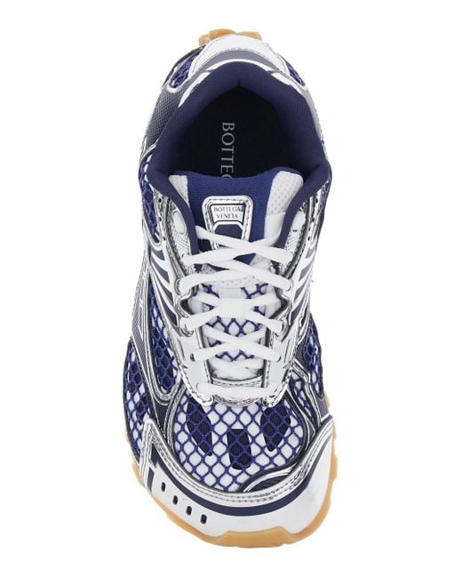 Orbit Lace Up Sneaker Technical Fishnet di Bottega Veneta in Blue