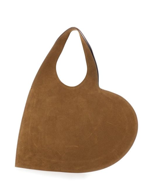 Coperni Brown 'Double Heart' Shoulder Bag With Cut-Out Handle And Hear