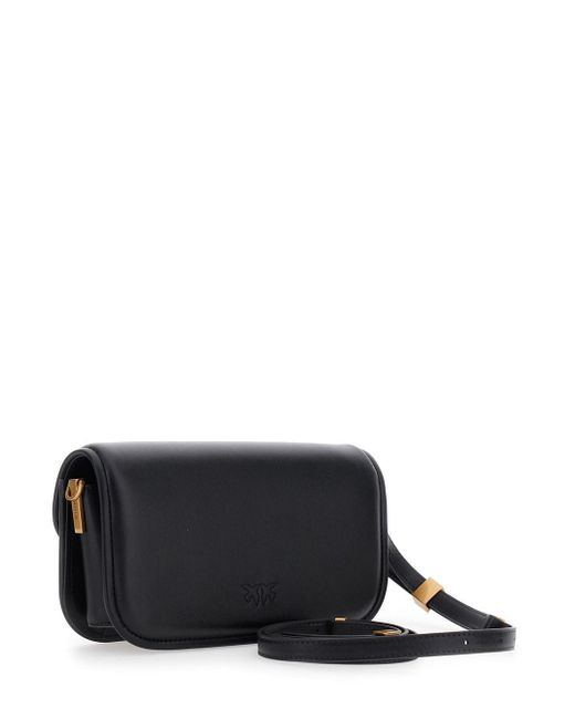 Borsa A Tracolla 'Love Box Baguette' Con Placca Love Birds Sul F di Pinko in Black
