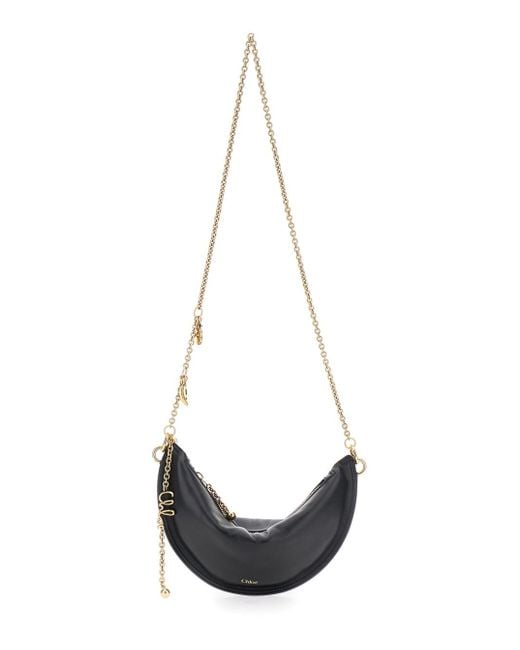 Chloé White Shoulder Bag With Chain Shoulder Strap And Half Moon Desig