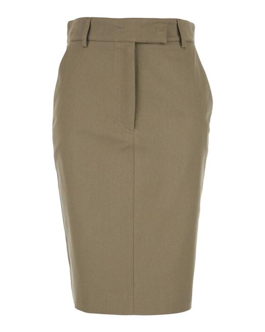 Le Plain Green Corduroy Skirt With Hidden Front Closure For