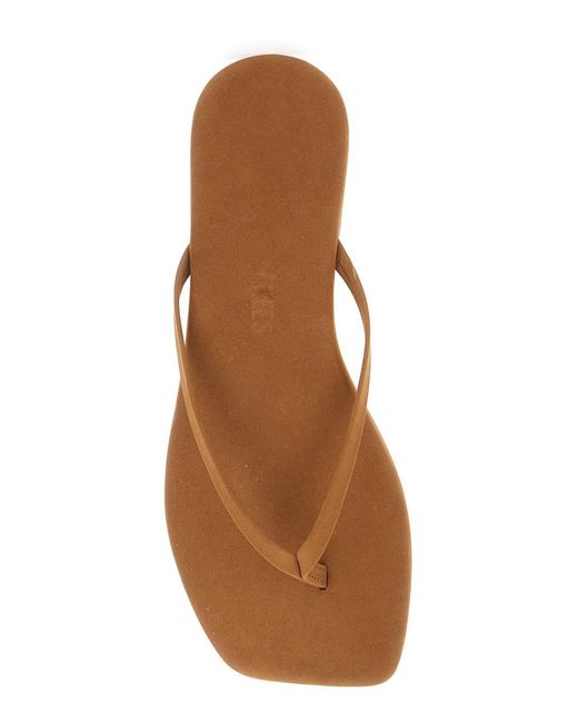 TKEES Natural 'Lily' Sandals With Thong Design And Square Toe