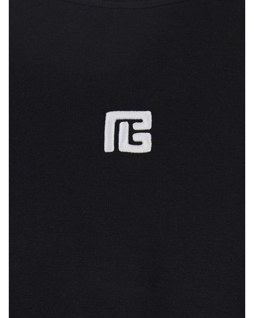 Balmain Black Crewneck T-Shirt With Logo Print On The Front for men
