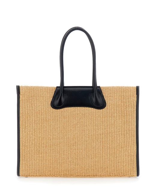 Vivienne Westwood Natural 'Troy' Tote Bag With Orb Logo Embossed On The Front And Raffia Effect