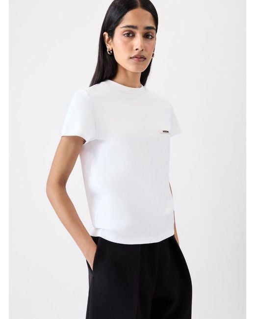 Jacquemus White 'Le T-Shirt Gros Grain' Crewneck T-Shirt With Logo Patch On The Front