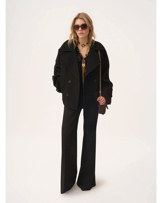 Chloé Black Chloã Double-Breasted Jacket With Notched Wide Revers And Dropped Shoulders