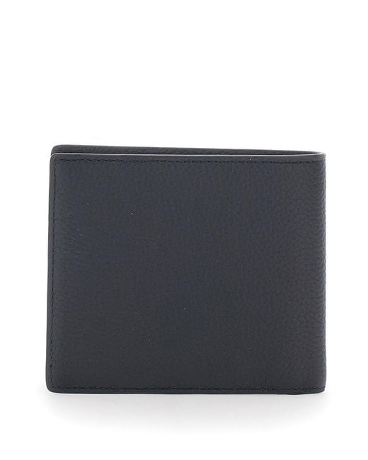 Tod's Black Bifold Wallet With Metal T Logo Plate On The Front for men