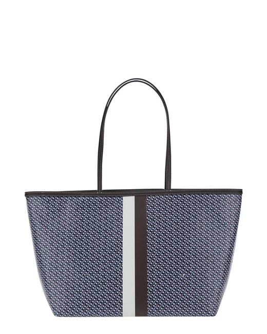 Tory Burch Blue Tote Bag The Racer Tote Cotton