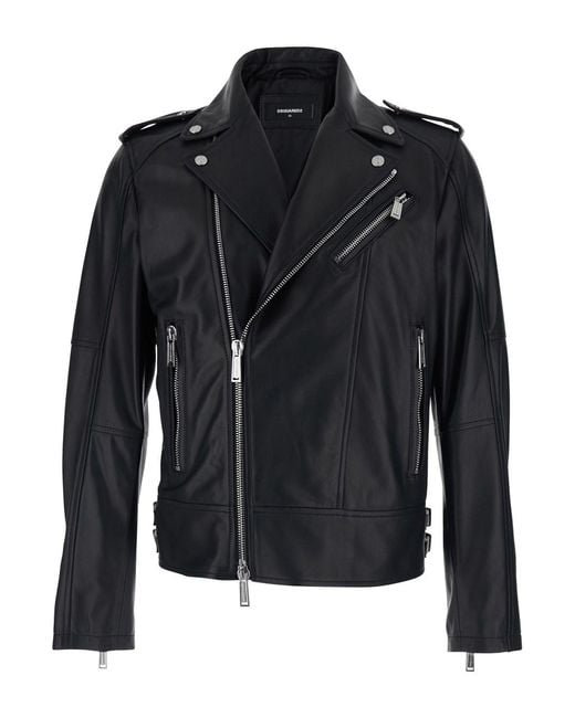 DSquared² Black Jacket With Three Zip Pockets On The Front for men