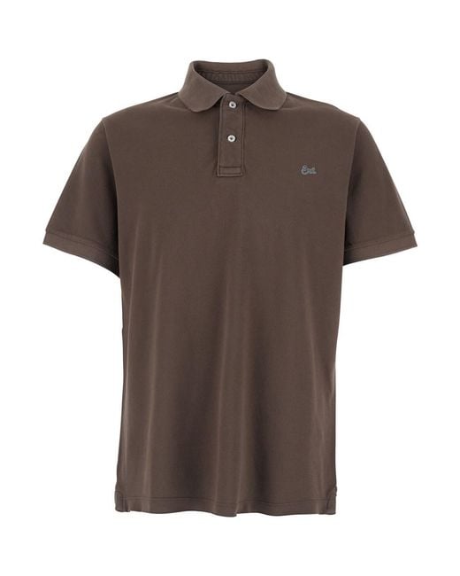 ERL Brown Polo Shirt Classic Collar for men