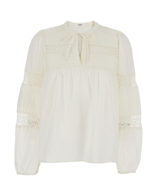 Blusa Girocollo Con Chiusura Con Nodo E Design Con Recami di Ba&sh in White