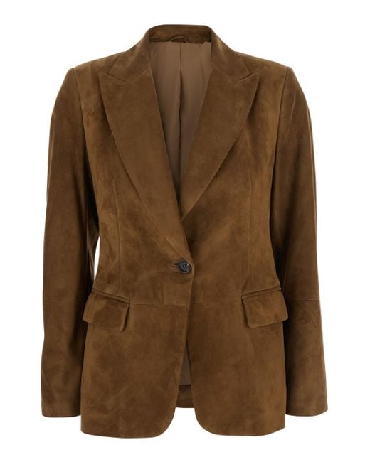 Brunello Cucinelli Brown Suede Blazer