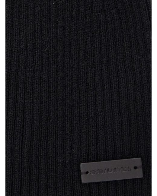 Saint Laurent Black Ribbed Cashmere Beanie For for men